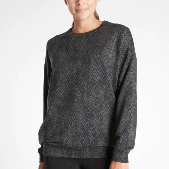 Athleta Studio to Street Pullover Sweatshirt Crewneck Splatter Gray Size S - Picture 7 of 7
